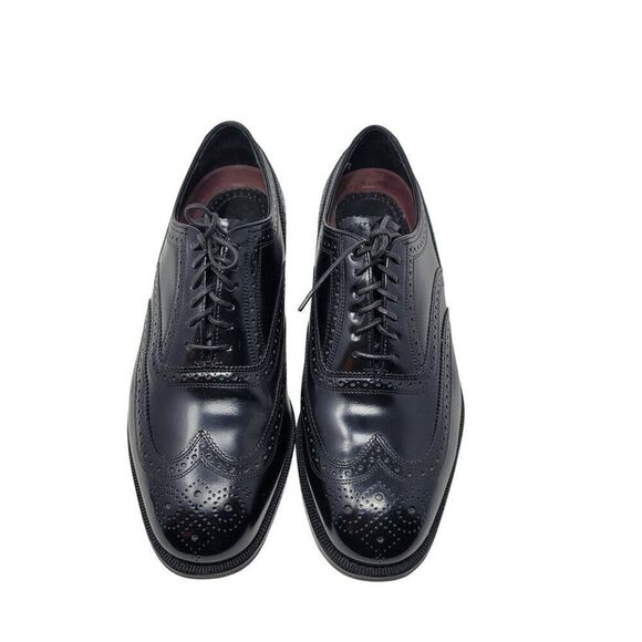 Florsheim Lexington Wingtip Oxford Shoes Size 9 Black Leather Dress Shoes Career - Picture 2 of 12